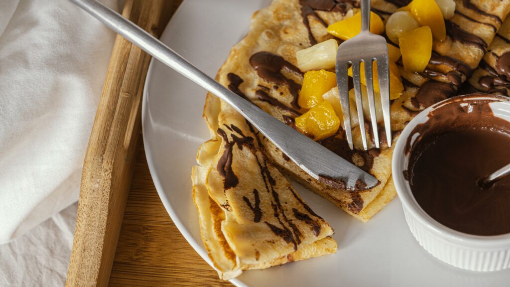 arrangement with pancakes chocolate x